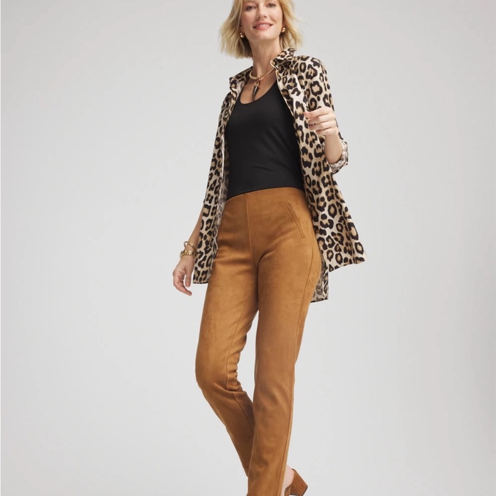 Chico's Brown Faux Suede Cropped Dress Pants